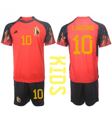 Belgien Eden Hazard #10 Replika Babytøj Hjemmebanesæt Børn VM 2022 Kortærmet (+ Korte bukser)